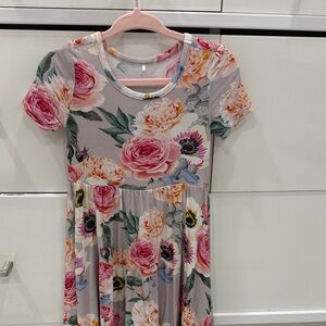 Posh Peanut Pink Floral Short-Sleeve Twirl Dress - 2T NWOT